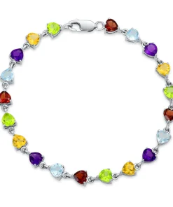 Gemstone Heart Tennis Bracelet